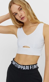 Stradivarius Укороченный Топ С Вырезом Женская Коллекция Белый S