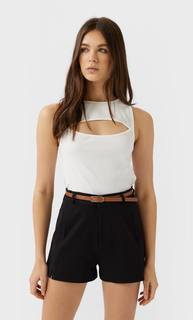 Stradivarius Шорты С Ремнем Женская Коллекция Черный 36