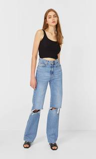 Stradivarius Укороченный Топ На Бретелях Женская Коллекция Черный Xs