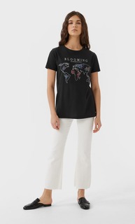 Stradivarius Футболка С Принтом Женская Коллекция Темно-Серый Xs