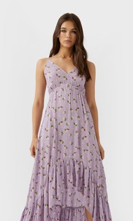 Stradivarius Платье Миди С Воланами Женская Коллекция Multicolor S