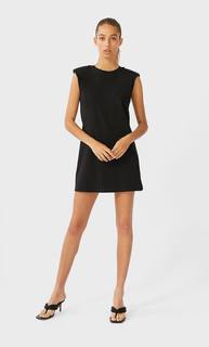 Stradivarius Платье С Подплечниками Женская Коллекция Черный S