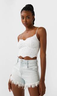 Stradivarius Джинсовые Шорты С Необработанной Кромкой Женская Коллекция Деним 36