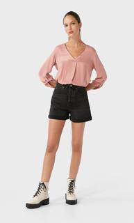 Stradivarius Рубашка С V-Образным Вырезом Женская Коллекция Цвет Темной Фуксии Xl