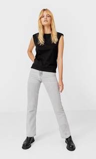 Stradivarius Топ С Подплечниками Женская Коллекция Черный S