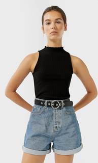 Stradivarius Ремень С Круглой Пряжкой Женская Коллекция Черный 80