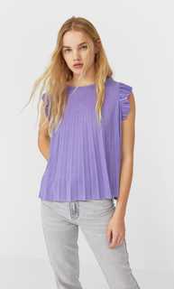 Stradivarius Топ С Плиссировкой И Воланами Женская Коллекция Multicolor M