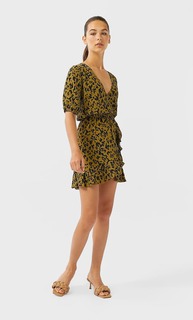 Stradivarius Короткое Платье На Запахе Женская Коллекция Multicolor S