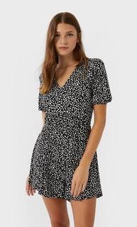 Stradivarius Короткий Комбинезон С Принтом Женская Коллекция Черный S