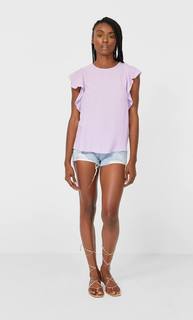 Stradivarius Топ С Короткими Рукавами И Воланами Женская Коллекция Multicolor L