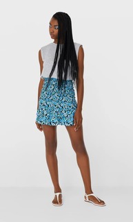 Stradivarius Юбка Мини С Принтом Женская Коллекция Multicolor M