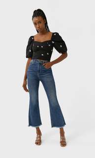 Stradivarius Топ Со Сборкой Женская Коллекция Черный M