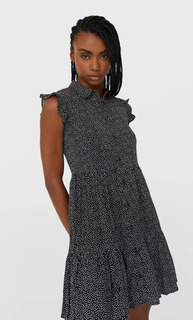 Stradivarius Короткое Платье-Рубашка Женская Коллекция Ванильный Xs