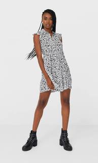 Stradivarius Короткое Платье-Рубашка Женская Коллекция Multicolor L