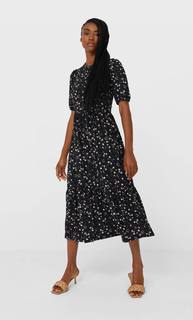 Stradivarius Длинное Платье С Объемными Рукавами Женская Коллекция Бежевый L