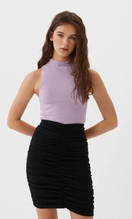 Stradivarius Мини-Юбка Со Сборками Женская Коллекция Черный L