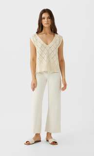 Stradivarius Трикотажный Топ Женская Коллекция Ванильный Xs