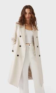 Stradivarius Базовое Пальто Из Драпа Женская Коллекция Цвет Камня Xs