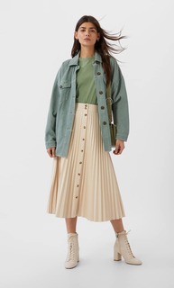 Stradivarius Вельветовая Куртка-Рубашка Женская Коллекция Зеленый S