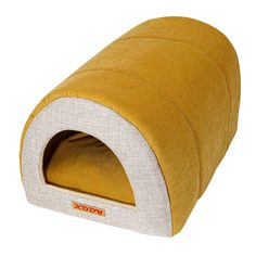 Домик для кошек и собак Xody Тоннель №1, флок, OLIVE, желтый, 50x36x30см