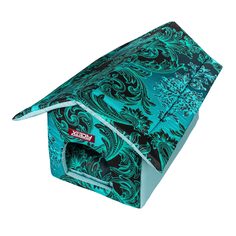 Домик для кошек и собак Xody Будка №2, хлопок, бирюза, 50x32x30см
