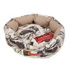 Лежак для собак и кошек Xody Сказка, флок, Лондон, 52х52х15 см