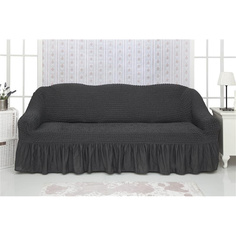 Чехол на трехместный диван с оборкой CONCORDIA "Triple sofa", цвет: темно-серый Venera