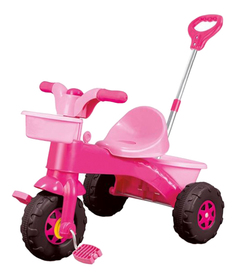 Велосипед Dolu трехколесный с родительской ручкой розовый