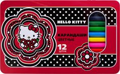 Набор карандашей цветных ACTION! Hello Kitty, метал.упак, 12 цв.,п/п