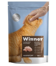 Сухой корм для котят, беременных и кормящих кошек Winner, с курицей, 190 г