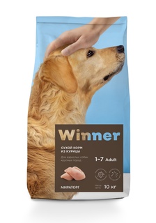 Сухой корм для взрослых собак крупных пород Winner, с курицей, 10 кг