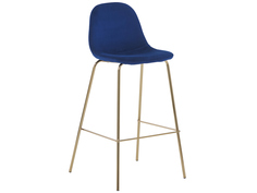 Барный стул Валенсия, золотые ножки Синий, велюр Stool Group