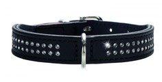 Ошейник для собак HUNTER Diamond petit 30, кожаный, черный, 23-27см
