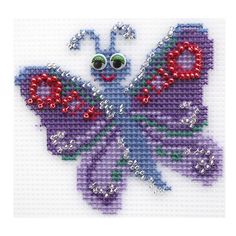 Набор для вышивания на пластиковой канве Hobby & Pro Kids Бабочка, 10*9,5 см 498776