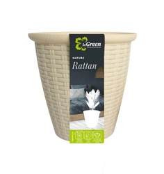 Кашпо Rattan D23,3см/7 л с внутренним горшком 4,5 л сливочный In Green