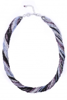 Бисерное ожерелье 24 фиолетово-черное-серебро Bottega Murano