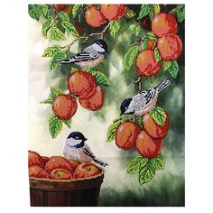 Набор для вышивания бисером Hobby&Pro Птички на яблоках 32*40см 500490