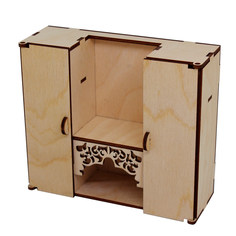 L-704 Деревянная заготовка Астра Шкаф-стенка в гостиную с резной полкой, 15х13х5 см Astra