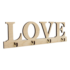 L-781 Деревянная заготовка Астра Ключница-вешалка на 4 крючка LOVE, 33х9,5 см Astra
