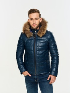Кожаная куртка мужская Mondial E8488K синяя 58 EU
