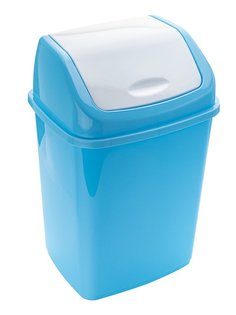 Контейнер для мусора ElfPlast Ромашка с перекидным верхом, голубой/белый, 10 л