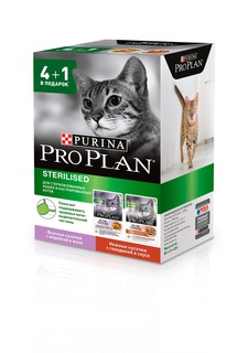 Влажный корм для кошек PRO PLAN Nutri Savour Sterilised, индейка, говядина, 5шт, 85г