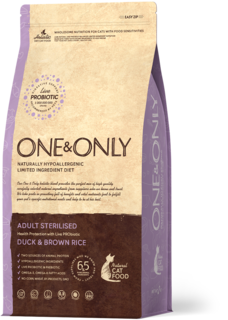 Сухой корм для кошек ONE&ONLY Adult STERILIZED, для стерилизованных, утка и рис, 0,4кг