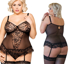 Корсет и Трусы SoftLine Collection Estella, черный, XL