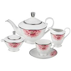 Чайный сервиз Lefard, 15 предметов, белый/розовый, цветы