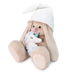 Мягкая игрушка BUDI BASA Зайка Ми с голубой подушкой - единорогом малый