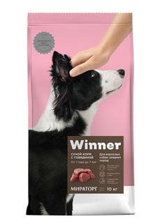 Сухой корм для взрослых собак средних пород Winner, с говядиной, 3 кг