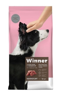 Сухой корм для взрослых собак средних пород Winner, с говядиной, 10 кг