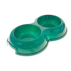 Миска для животных Homepet, двойная ( бирюзовый перламутр), 2х200 мл