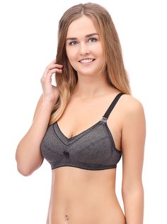Бюстгальтер послеродовой ФЭСТ размер 80-C, темно-серый меланж/черный